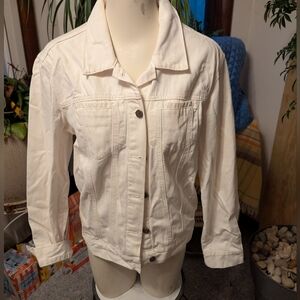 Pilcro And The Letterpress White Denim Jeans Jacket Sz Sm